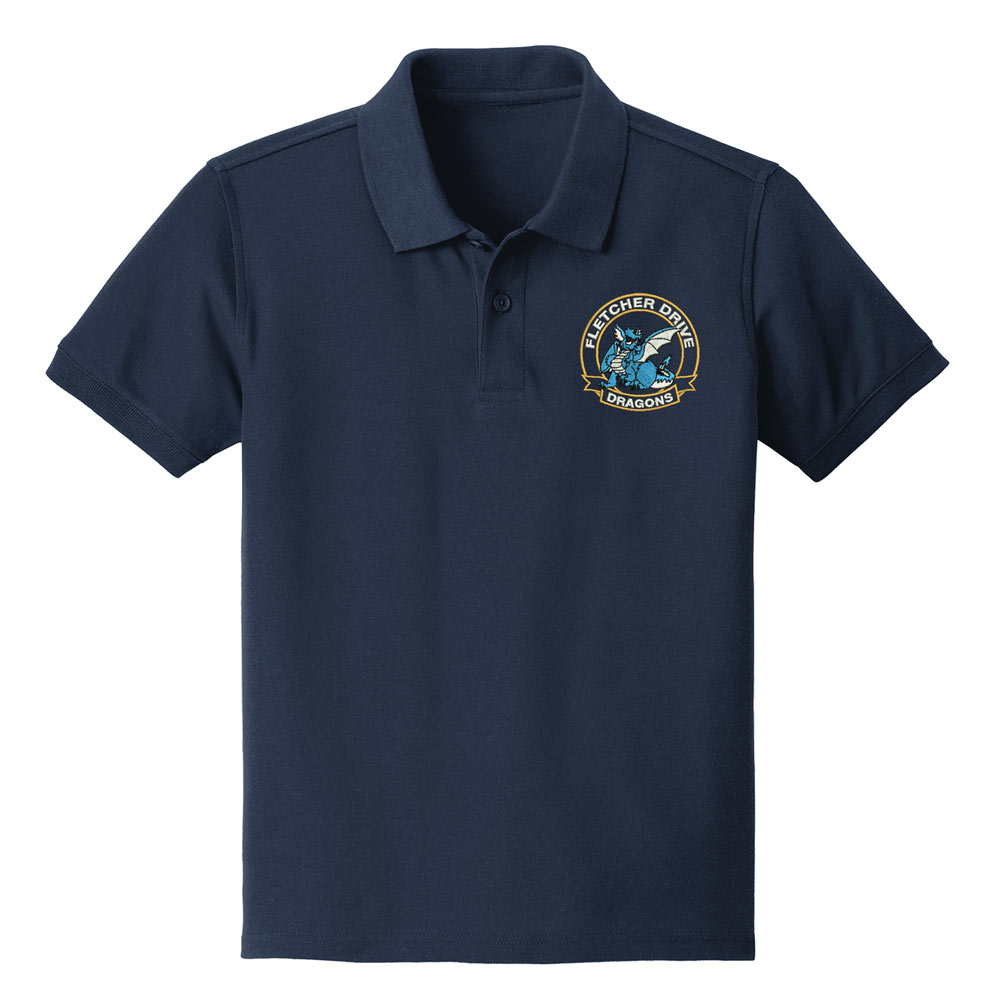Fletcher Drive Elementary Polo Shirt Navy – Los Angeles World Embroidery